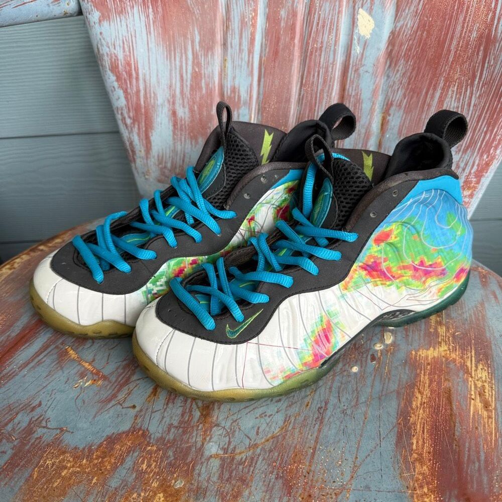 Nike Air Foamposite One PRM Weatherman White Blue 575420-100 Size 8
